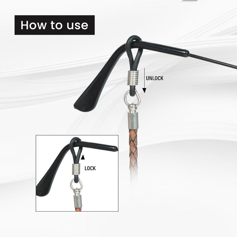 GENIQUE Genuine Leather Glasses Strap, Eyeglass Chain,Eye Glasses holders around Neck, Sunglass Strap for Men - Image 3